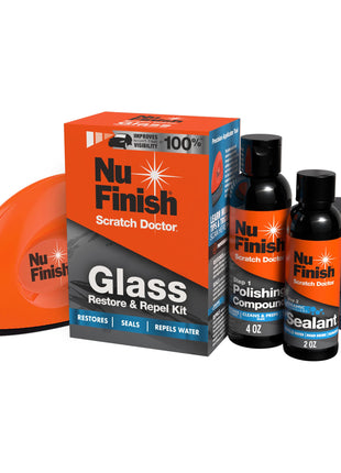 Nu Finish Glass Restore & Repel Kit, Two Step Regimen for Car Windshield, Includes Polishing Compound, Ceramic Sealant, Precision Applicator Tool, and 2 Reusable Sponges