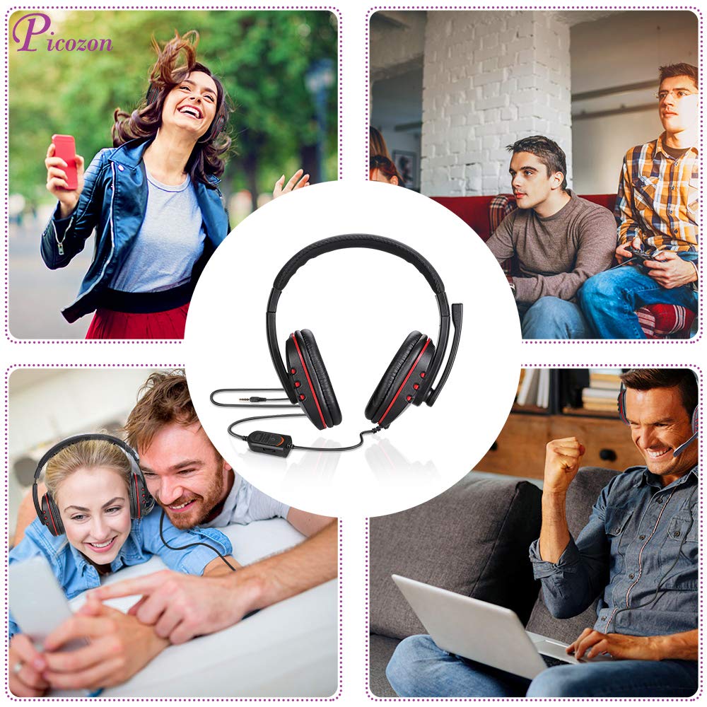 Picozon Gaming Headset Headphone - Mic for PS5/PS4, Laptop, Mobile w/ 3.5mm Plug