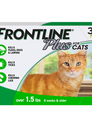FRONTLINE Plus Flea and Tick Treatment for Cats Over 1.5 lbs. 3 Treatments