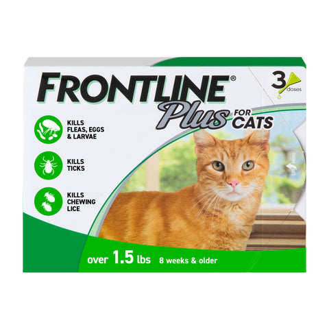 FRONTLINE Plus Flea and Tick Treatment for Cats Over 1.5 lbs. 3 Treatments