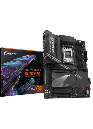 GIGABYTE X870 AORUS Elite WIFI7 AMD AM5 LGA 1718 Motherboard, ATX, DDR5, 4X M.2, PCIe 5.0, USB4, WIFI7, 2.5GbE LAN, EZ-Latch, 5-Year Warranty