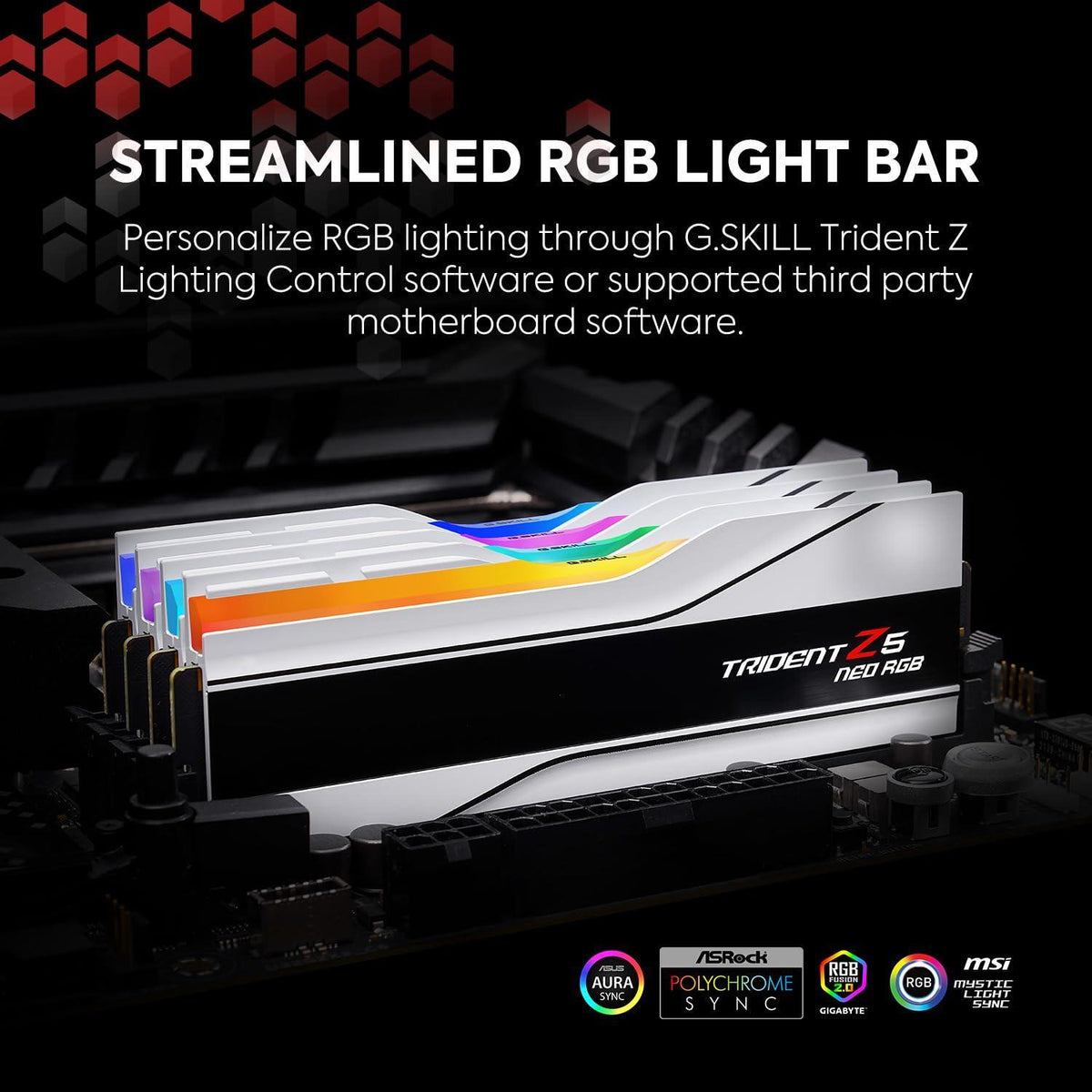 G.SKILL Trident Z5 Neo RGB Series (AMD Expo) DDR5 RAM 64GB (2X 32GB) 6000MT/s CL26-36-36-96 1.45V Desktop Computer Memory U-DIMM - White (F5-6000J2636H32GX2-TZ5NRW)