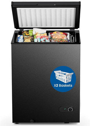 Electactic Chest Freezer 2.0 Cubic Feet Compact Freezer with 2 Removable Baskets, Free Standing Top open Door Deep Freezer, Adjustable Temperature for Home Dorm, Bar, Basement, Kitchen