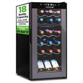 NutriChef PKCWCDS188 Freestanding Wine Fridge, 18 Bottle Dual Zone Beverage Cooler for Home & Office, 32x13x19 inches, Adjustable Temp 41-64F, Black