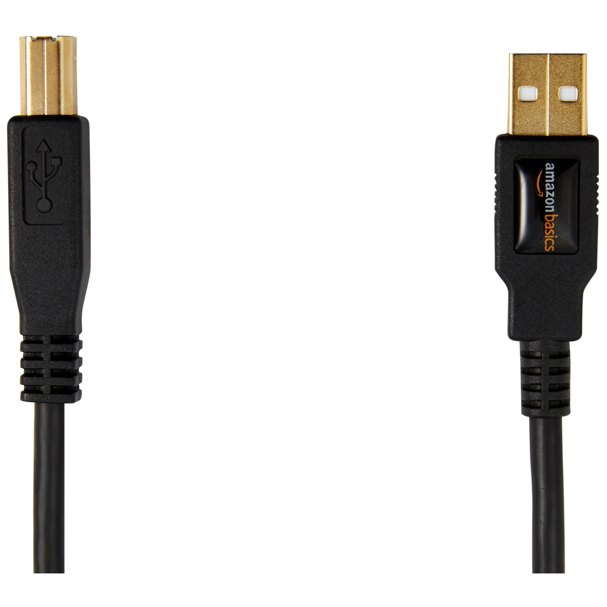 Amazon Basics USB-A to USB-B 2.0 Cable for Printer or External Hard Drive, Gold-Plated Connectors, Black, 10 Foot