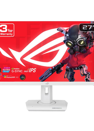 ASUS ROG Strix 27 inch 4K HDR USB-C Gaming Monitor (XG27UCG-W) White, UHD (3840x2160) Dual Mode (4K 160Hz or FHD 320Hz), 1ms, Fast IPS, ELMB Sync, G-SYNC Compatible, AI Gaming, 3yr Warranty