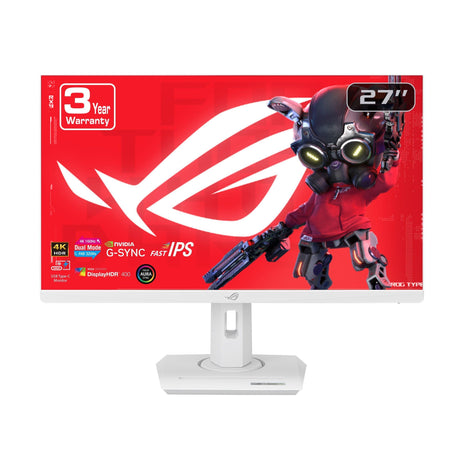 ASUS ROG Strix 27 inch 4K HDR USB-C Gaming Monitor (XG27UCG-W) White, UHD (3840x2160) Dual Mode (4K 160Hz or FHD 320Hz), 1ms, Fast IPS, ELMB Sync, G-SYNC Compatible, AI Gaming, 3yr Warranty