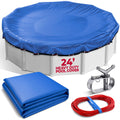 24 Ft Round Premium Heavy-Duty Winter Pool Cover - Royal Blue, Extra Thick and Durable, Tear-Proof, UV-Resistant, Reinforced Edges, Easy Install, All-Season Protection for Above Ground Pools