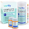 Varify 17in1 Complete Drinking Water Test Kit - 100 Strips + 2 Bacteria Tester Kits - Well, Tap, Home, City Water Testing Strip for Lead, Alkaline, Chlorine, Hardness, Iron, Fluoride, Copper & More