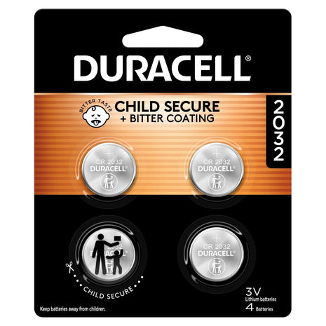 Duracell 2032 Lithium Battery, 4 Count, AirTag & Key Fob, CR2032 3V Cell