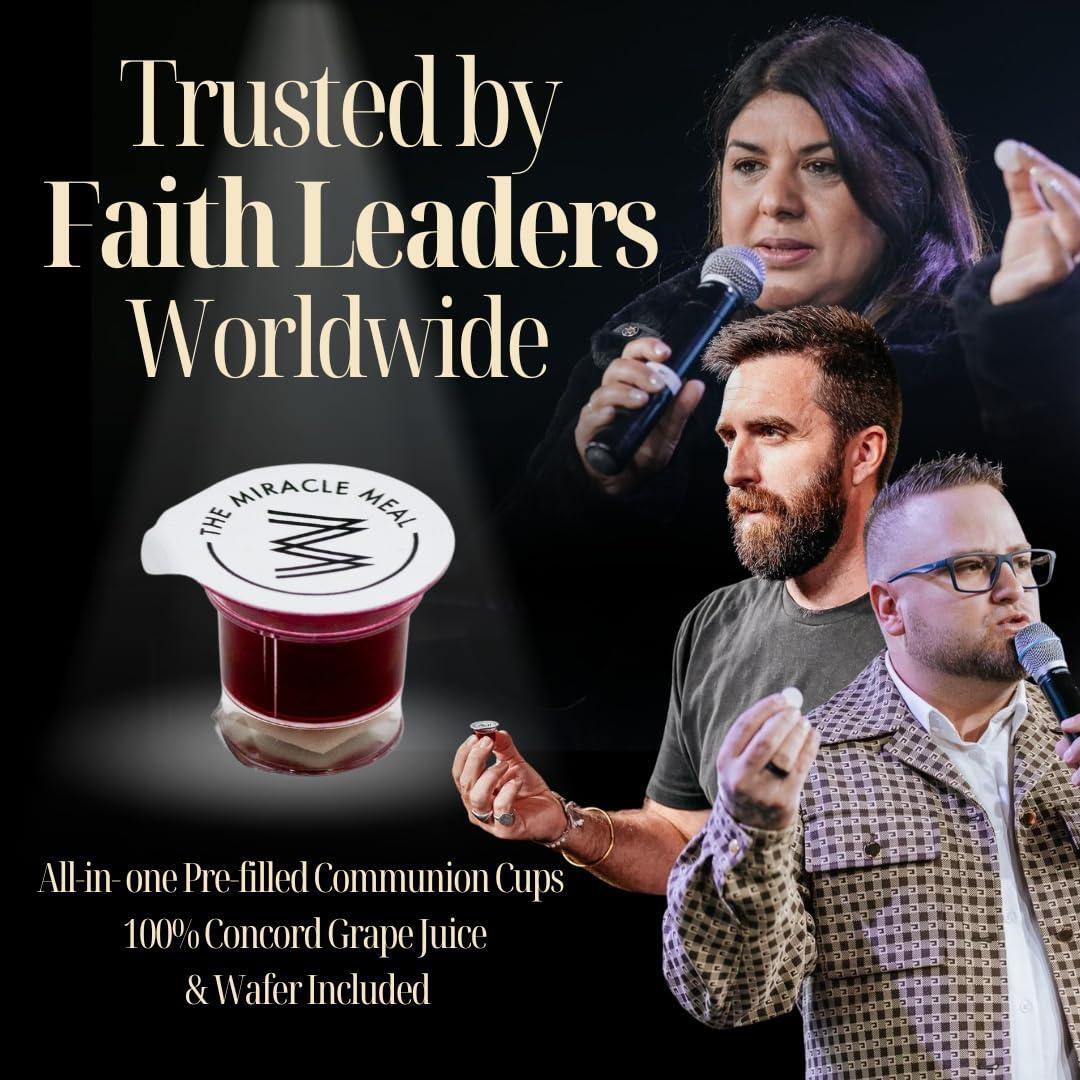 MM Pre Packaged Communion Plus Cups | Box of 100 with juice and wafer | by The Miracle Meal