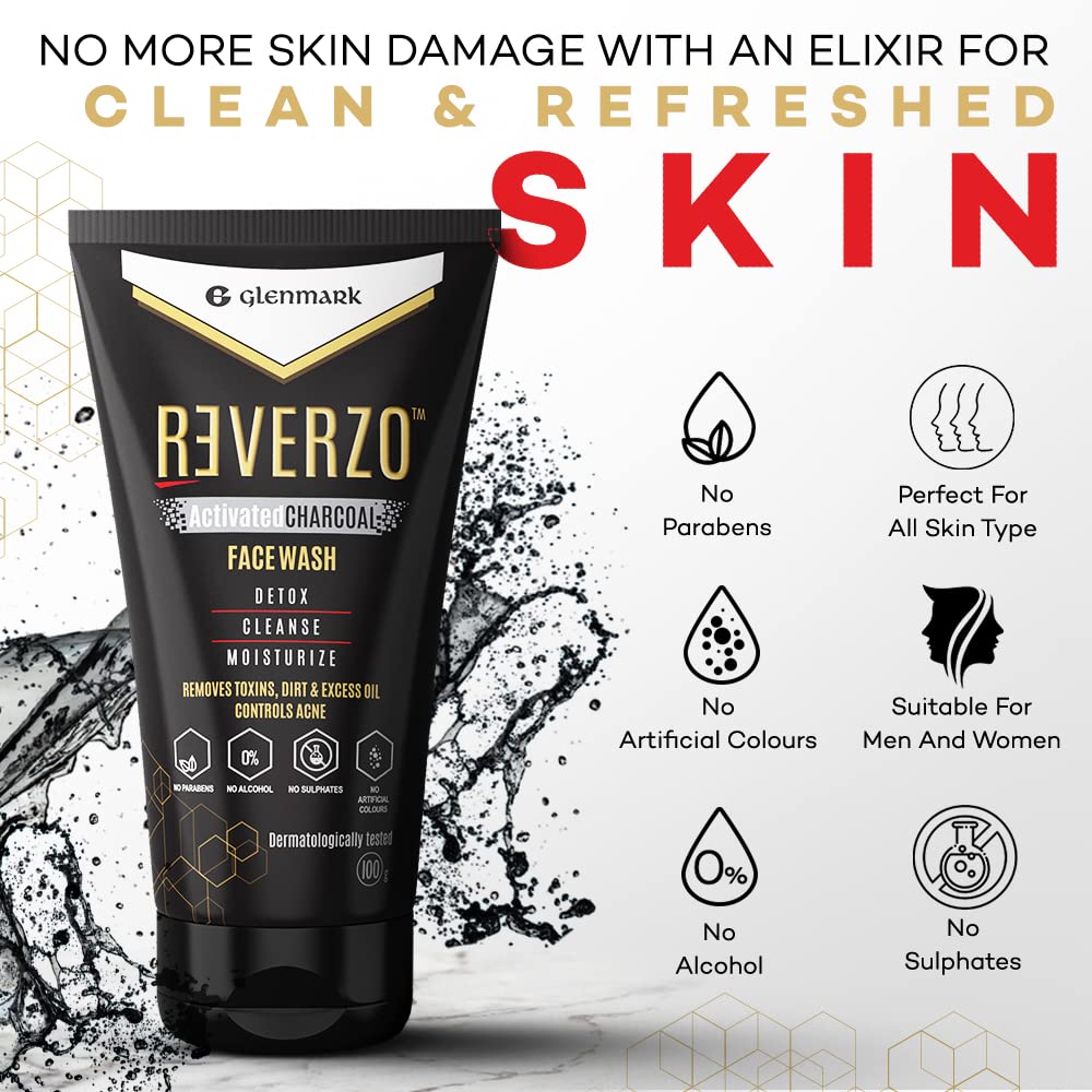 Glenmark Reverzo Activated Charcoal Face Wash 100g