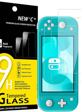 NEW'C 3 Pack Designed for Nintendo Switch lite Screen Protector Tempered Glass, Case Friendly Anti Scratch Bubble Free Ultra Resistant