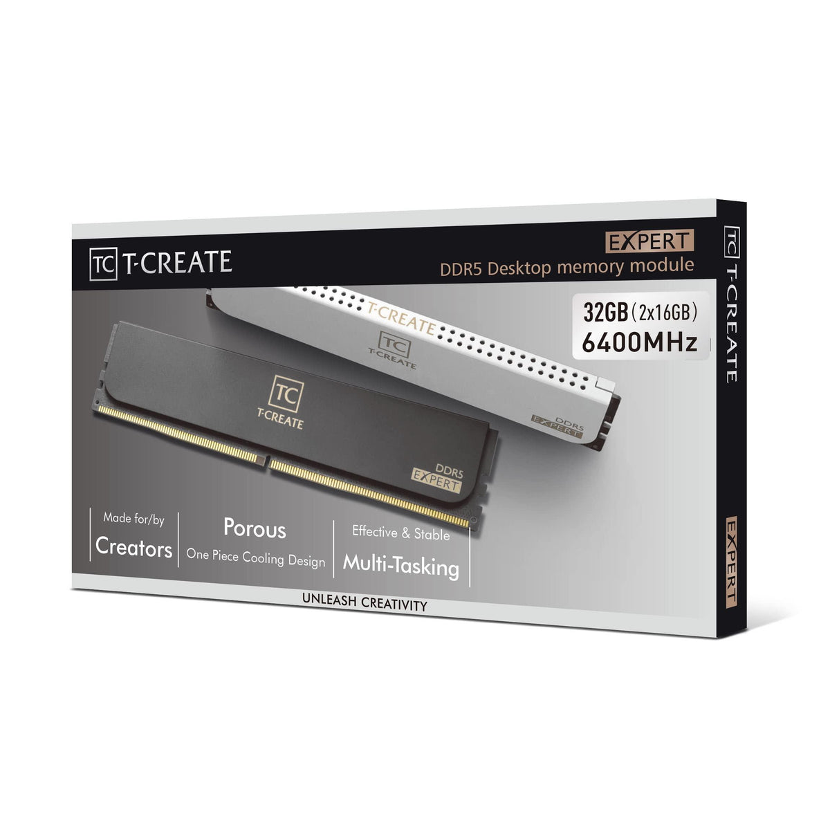 TEAMGROUP T-Create Expert CL32 Overclocking 10L DDR5 32GB Kit (2 x 16GB) 6400MHz (PC5-51200) Intel XMP 3.0 & AMD Expo Compatible Desktop Memory Module Ram White - CTCWD532G6400HC32ADC01