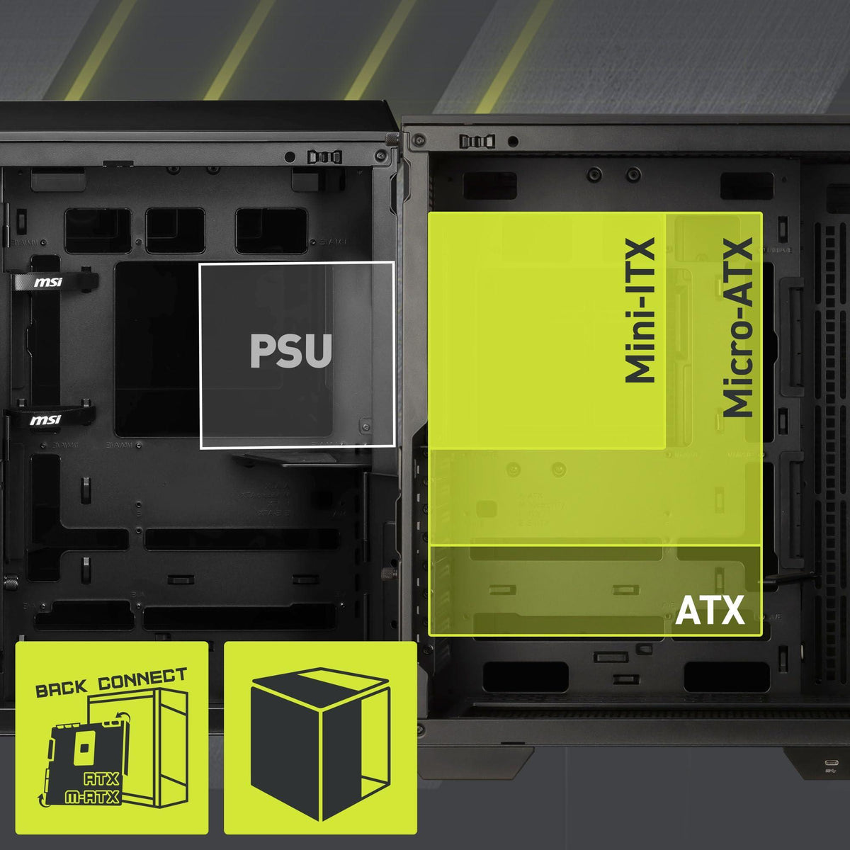 MSI MAG PANO 100L PZ - Premium Mid-Tower Gaming PC Case - Tempered Glass Side Panel - Liquid Cooling Support up to 360mm Radiator - Vented Front Panel
