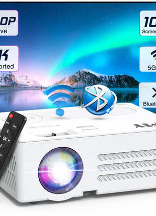 TMY Projector with WiFi and Bluetooth【80" screen included】Native 1080P Outdoor Projector, 4K Supported Portable Projector, Compatible with iOS/Android/PC/TV Stick/HDMI/USB, Indoor Outdoor Use