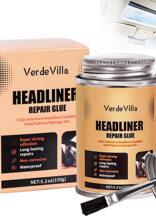 Headliner Repair Glue, Car Headliner Adhesive with Brush, Car Roof Liner Fabric Adhesive, Upholstery Glue for Cars,Headliner Repair Kit, Suitable for Automotive interiors, Fabric, Leather