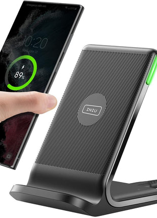 INIU Wireless Charger, 15W Fast Wireless Charging Station with Sleep-Friendly Adaptive Light Compatible with iPhone 17 16 15 14 13 12 Pro Max Samsung Galaxy S25 S24 S23 Note 20 Google etc
