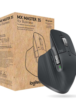 Logitech MX Master 3S for Business, Wireless Mouse with Quiet Clicks, 8K DPI, Secured Logi Bolt USB Receiver, Bluetooth, USB-C Charging, MagSpeed Scrolling, Windows/Mac/Chrome/Linux - Graphite