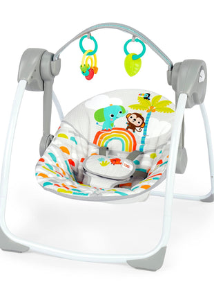 Bright Starts Playful Paradise Portable Compact Automatic Baby Swing with Music, Unisex, Newborn +