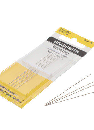 The Beadsmith English Beading Needles, Size 10, 4 Needles per Card, Made in England, Use for Loom Weaving Beadwork, Off-Loom Stitching and Jewelry Making with Seed Beads