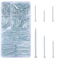 KURUI 700pcs Hardware Nails for Hanging Pictures, Up to 2 inch-Long Finish Nails Assortment Kit for Wall Art Decor, 640 Frame Nails and 60 Small Finishing Nails for Drywall Wood - Silver Picture Hangers