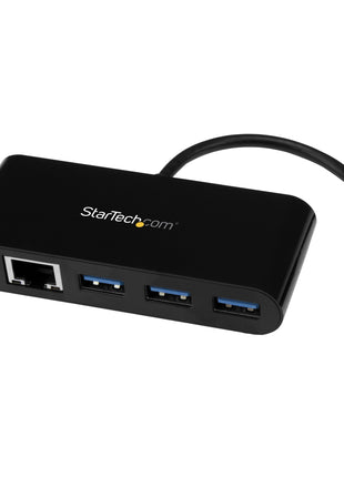 StarTech.com USB C to Ethernet Adapter - 3 Port - with Power Delivery (USB PD) - Power Pass Through Charging - USB C Adapter (US1GC303APD) Black