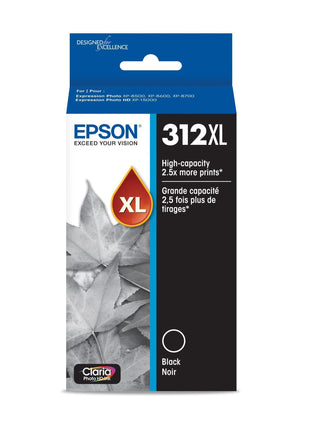EPSON 312 Claria Photo HD Ink High Capacity Black Cartridge (T312XL120-S) Works with Expression Photo XP-8500, XP-8600, XP-8700, XP-15000