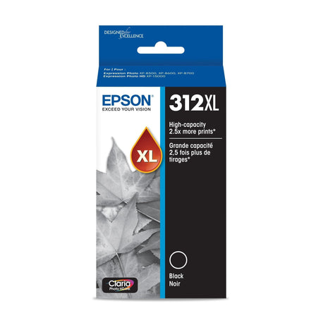 EPSON 312 Claria Photo HD Ink High Capacity Black Cartridge (T312XL120-S) Works with Expression Photo XP-8500, XP-8600, XP-8700, XP-15000