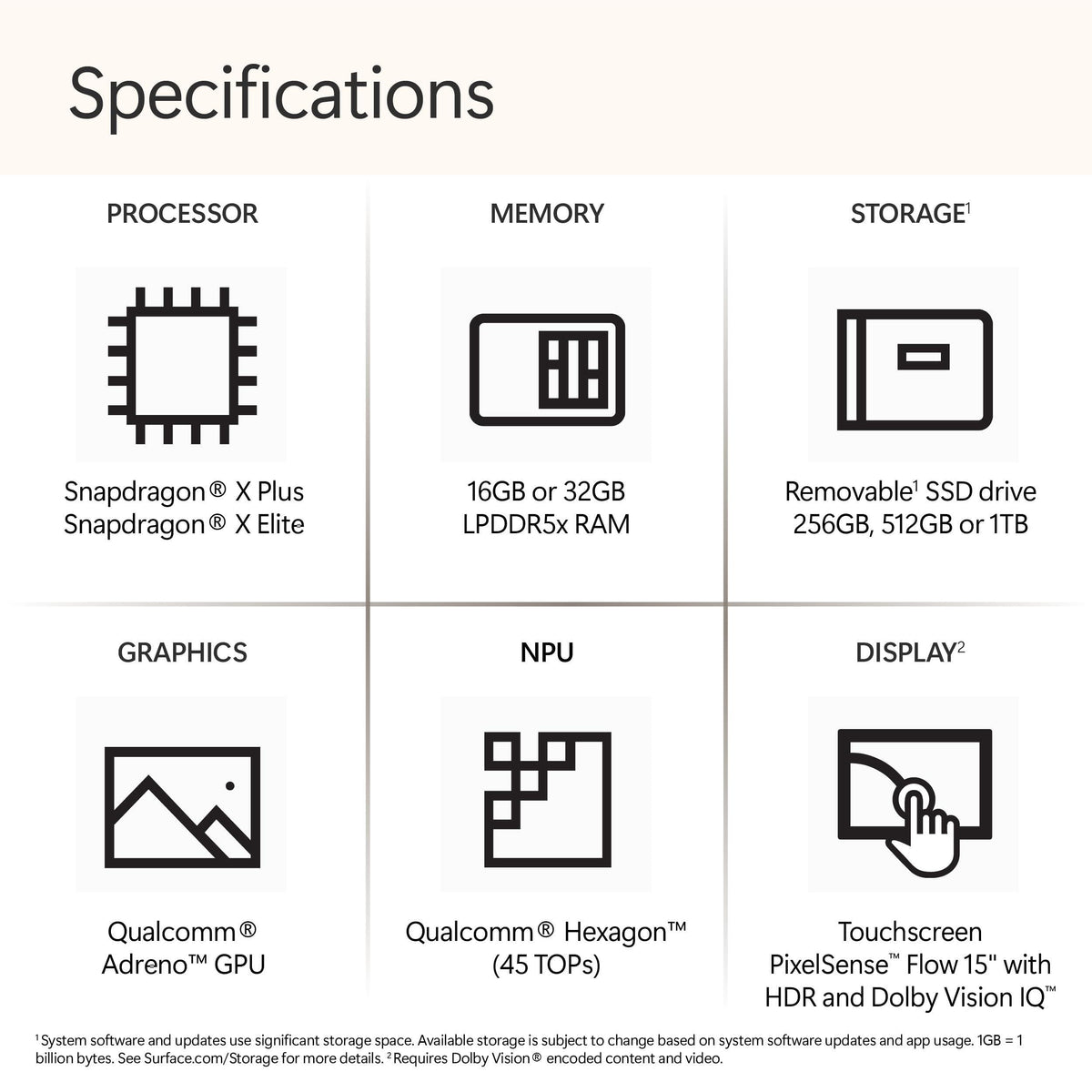 Microsoft Surface Laptop (2024), Windows 11 Copilot+ PC, 13.8" Touchscreen Display, Snapdragon X Elite (12 core), 16GB RAM, 1TB SSD Storage, Platinum