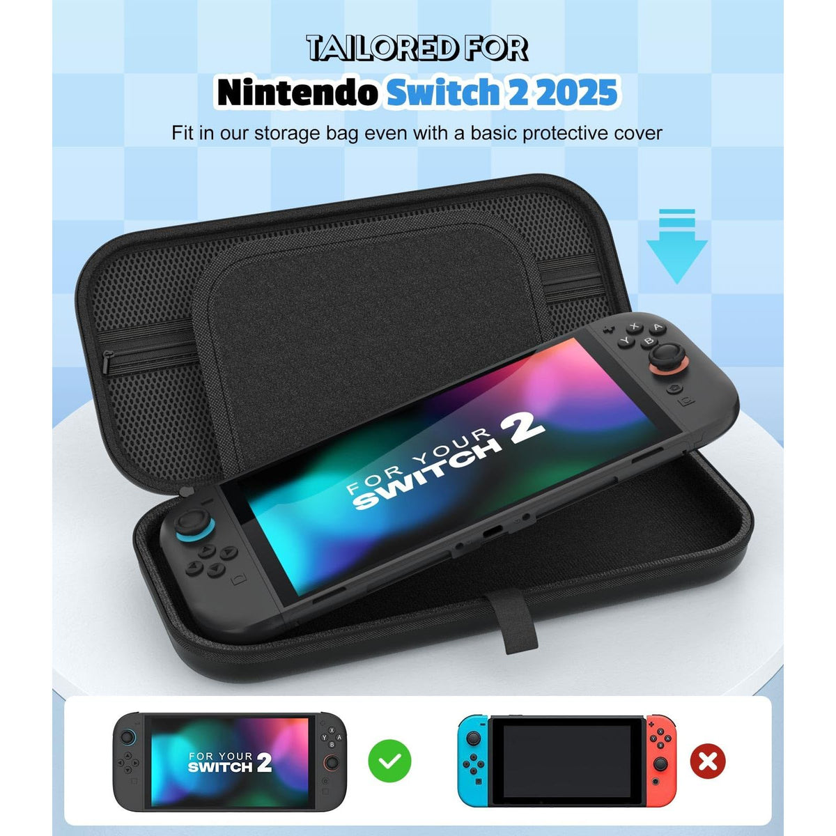 MoKo Carrying Case for Nintendo Switch 2(2025), Protective Hard Shell Portable Travel Carry Case Pouch holds 10 Cartridges with Pockets for Switch 2 Accessories and Games, Black
