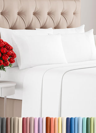Queen 6 Piece Bed Sheet Set - Comfy, Breathable & Cooling Sheets - White | Ultra-Soft Hotel Luxury Bedding Set w/ 8-16 Inch Deep Pockets, 1 Flat & 1 Fitted Sheet & 4 Pillowcases, Wrinkle & Fade Free