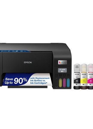 Epson EcoTank ET-2400 Wireless Color All-in-One Supertank Printer | Cartridge-free print, scan, copy; up to 10 ppm, borderless photo printing; ideal for home and everyday use