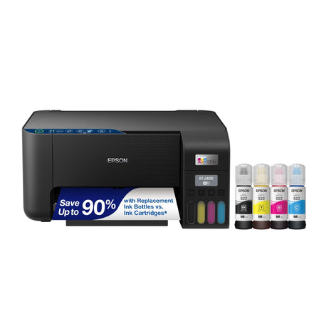 Epson EcoTank ET-2400 Wireless Color All-in-One Supertank Printer | Cartridge-free print, scan, copy; up to 10 ppm, borderless photo printing; ideal for home and everyday use