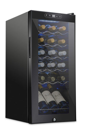 SCHMECKE 18 Bottle Compressor Wine Cooler Refrigerator w/Lock - Large Freestanding Wine Cellar - 41f-64f Digital Temperature Control Wine Fridge For Red, White, Champagne or Sparkling Wine - Black