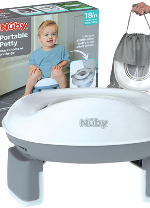 Nuby On-The-Go Portable Potty Seat - Travel Toilet Seat for Boys and Girls 18+ Months - Includes Storage Bag and Disposable Potty Liners - Toddler Travel Essentials - Toddler Potty Training Toilet
