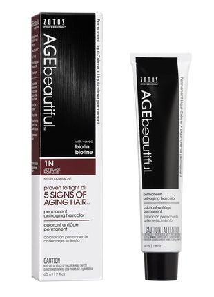 AGE beautiful Permanent Hair Color Cream, 100% Gray Coverage Hair Dye with Biotin Anti-Aging Formula for Fuller, Thicker Hair, Professional Salon Quality