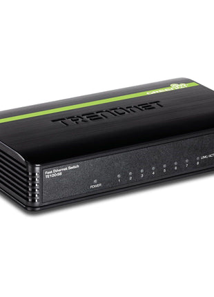 TRENDnet 8-Port Unmanaged 10/100 Mbps GREENnet Ethernet Desktop Switch, TE100-S8, 1.6 Gbps Switching Capacity, Plastic Housing, Network Ethernet Switch, Plug & Play Black