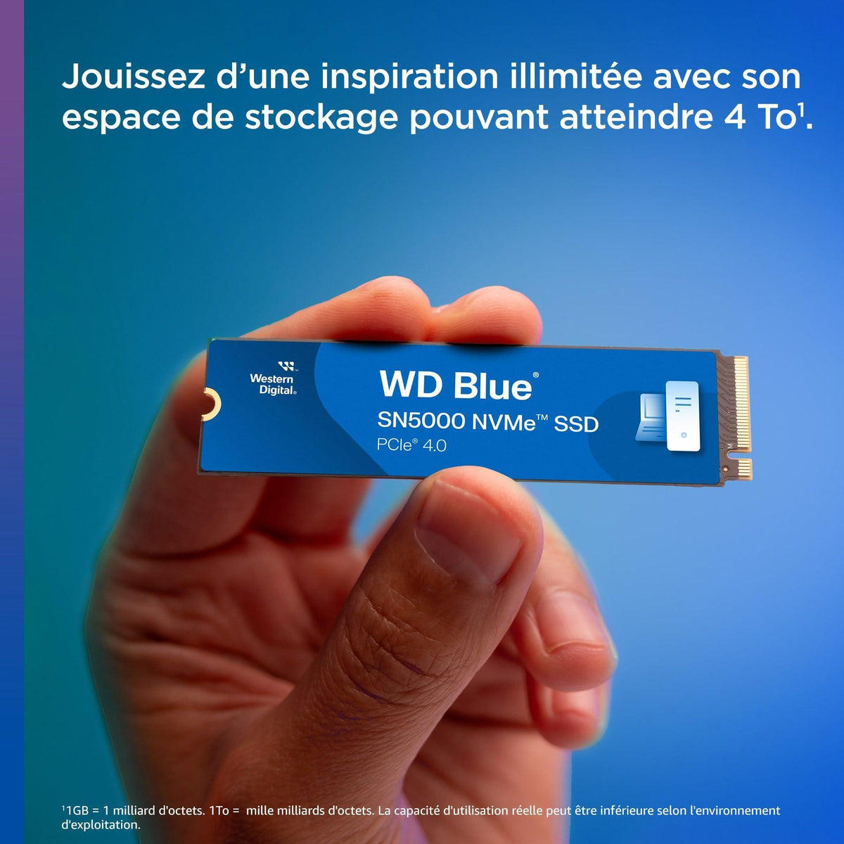 Western Digital 2TB WD Blue SN5000 NVMe Internal Solid State Drive SSD - PCIe Gen 4.0, M.2 2280, Up to 5,150 MB/s - WDS200T4B0E