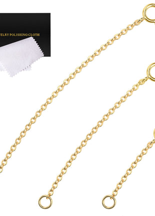 Gold Necklace Extenders 14k Extender Chain 925 Sterling Silver Extension Bracelet Chain Extenders for Necklaces 3 Pcs (1 2 3 Inch)(Gold)