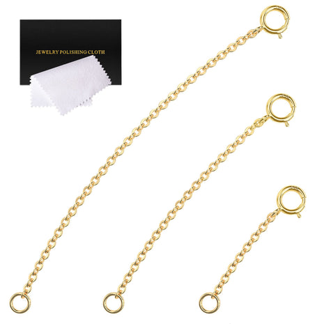 Gold Necklace Extenders 14k Extender Chain 925 Sterling Silver Extension Bracelet Chain Extenders for Necklaces 3 Pcs (1 2 3 Inch)(Gold)