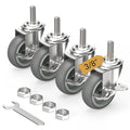 HOLKIE Caster Wheels 3 inch Locking Casters Set of 4, Threaded Stem 3/8