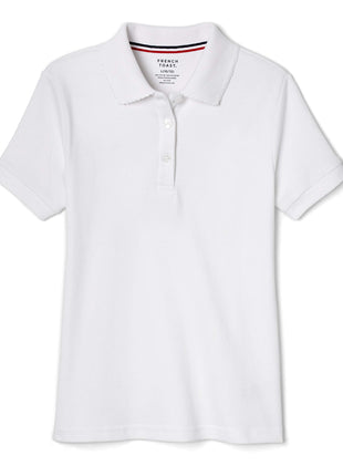 French Toast -girls Short Sleeve Picot Collar (Standard & Plus) Polo Shirt, White, 10 12 US