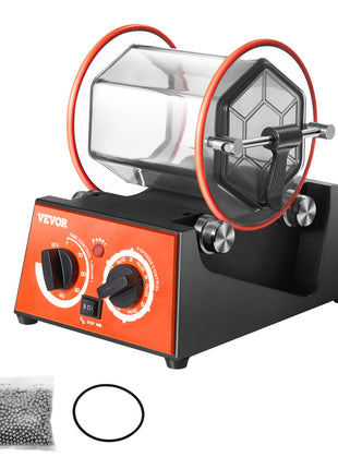 VEVOR Jewelry Polisher Tumbler, 6.6lbs/3kg Capacity Mini Rotary Tumbler Machine with 0-60 Minutes Timer, 5 Speeds Jewelry Rotary Finisher for Surface Polishing Grinding Buffing Gemstones Jewels Coins