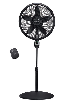 Lasko Oscillating Cyclone Pedestal Fan, Adjustable Height, Timer, Remote Control, 3 Speeds, for Bedroom, Living Room, Home Office, 18 inch, Black, 1843