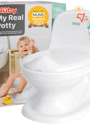 Nuby My Real Potty Training Toilet with Life-Like Flush Button and Sound - 18+ Months - White