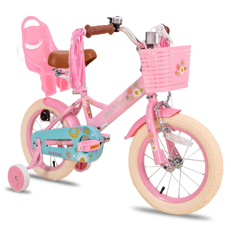 JOYSTAR Little Daisy Kids Bike for Girls Boys Ages 2-10 Years, 12 14 16 20 Inch Girls Bikes with Doll Bike Seat & Streamers, Boys Bike with Flag & Number Plate, Multiple Colors