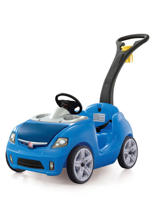 Step2 Whisper Ride II Kids Push Car, Ride-On Car with Seat Belt and Horn, Quick Fold Handle, Stroller Alternative, Toddlers and Preschoolers Ages 18+ Months, Blue