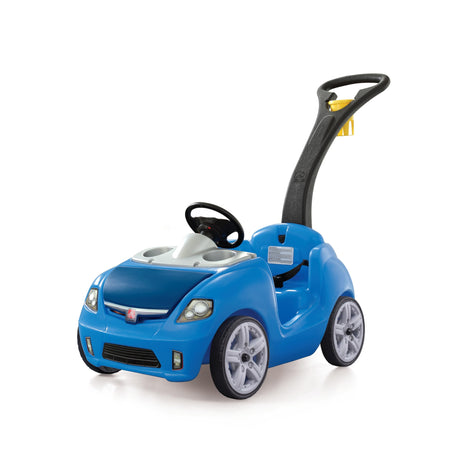 Step2 Whisper Ride II Kids Push Car, Ride-On Car with Seat Belt and Horn, Quick Fold Handle, Stroller Alternative, Toddlers and Preschoolers Ages 18+ Months, Blue