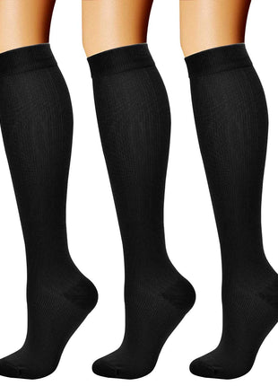CHARMKING Compression Socks for Women & Men Circulation (3 Pairs) 15-20 mmHg is Best Athletic for Running, Flight Travel, Support, Cycling, Pregnant - Boost Performance, Durability (L/XL,Black)